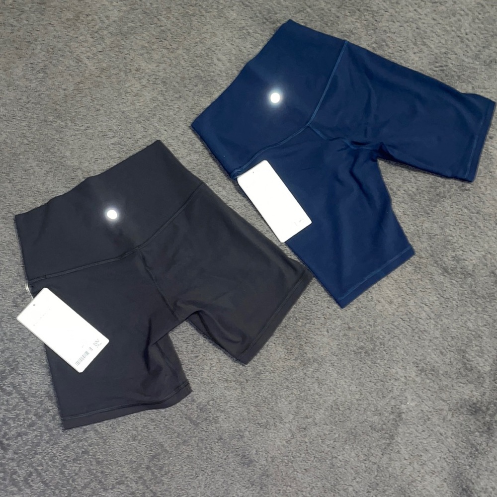 NWT LOT- Lululemon Black Align Shorts 6in AND True Navy Align Shorts 8in